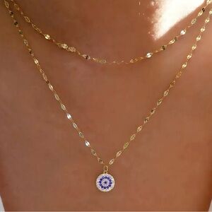 Gold Layered Necklace – Evil Eye Charm